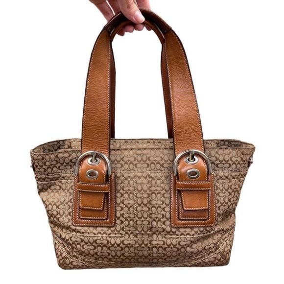 Vintage Y2k Coach soho pleated brown signature C print satchel shoulder bag - Picture 2 of 8